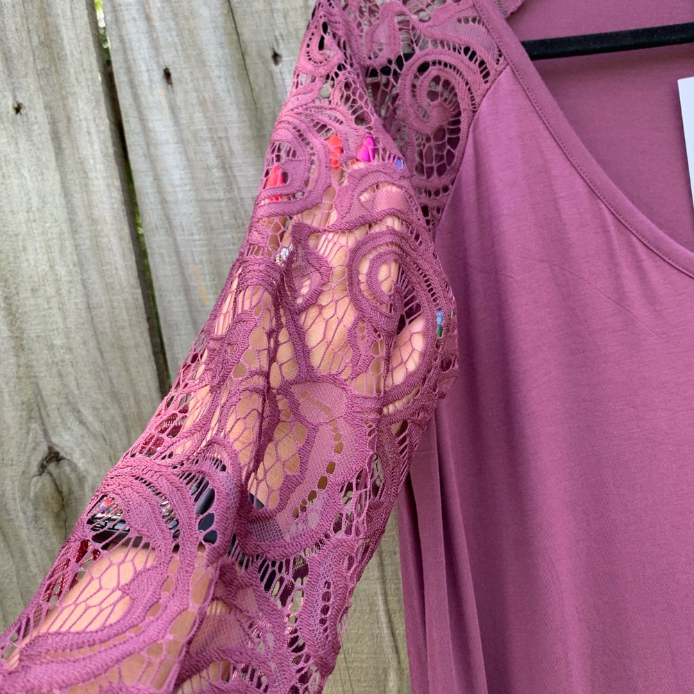 Zenana Premium Wine color Lace top NWT misc sizes - Picture 6 of 11